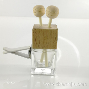 Square Car freshener perfume bottle with wooden cap